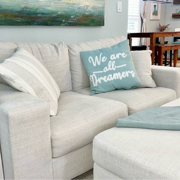 Set of 2 Upholstered Ivory and Tan 20”x20” Throw Pillows from Ashley Furniture - Picture 5 of 10